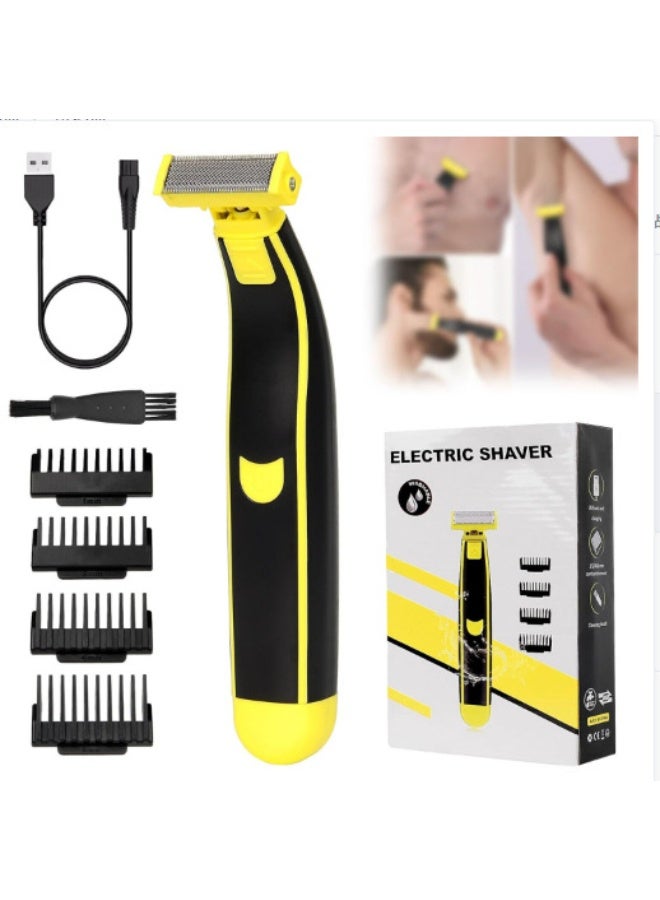 مشذب كهربائي للوجه والجسم، شفرة مزدوجة الجوانب، لاسلكي 45 دقيقة، مقاوم للماء، حلاقة جافة ورطبة للجسم كله، رمادي فحمي - Image 1