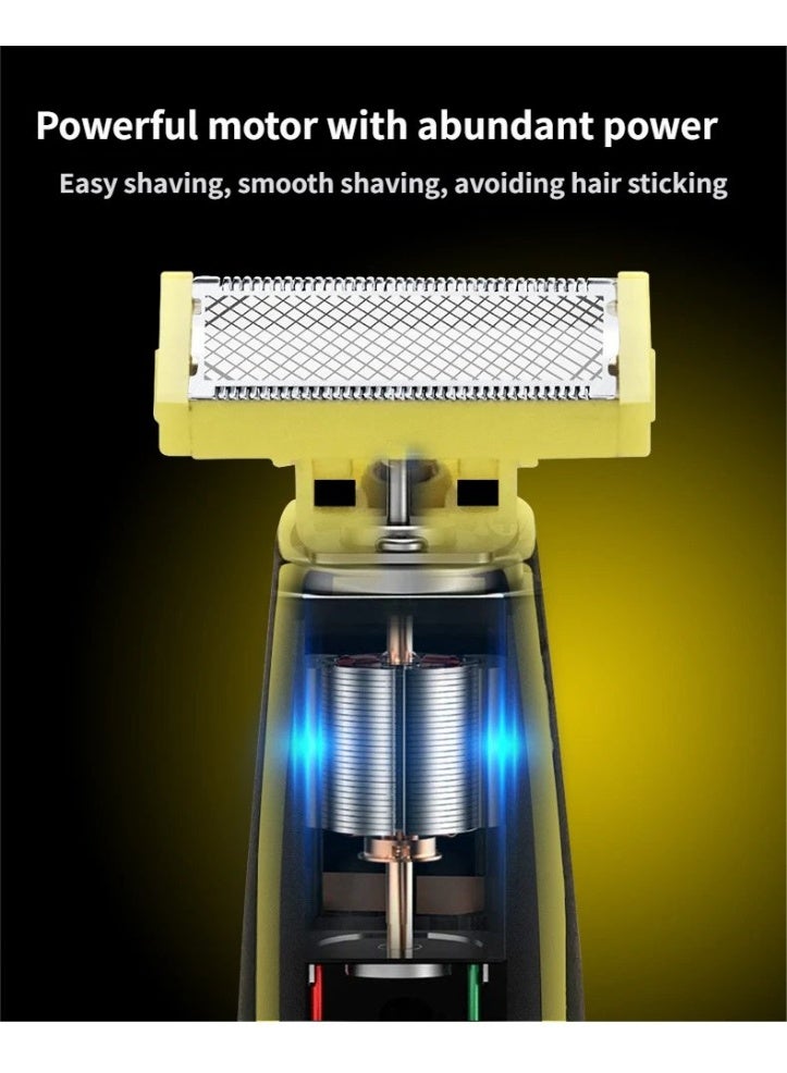 مشذب كهربائي للوجه والجسم، شفرة مزدوجة الجوانب، لاسلكي 45 دقيقة، مقاوم للماء، حلاقة جافة ورطبة للجسم كله، رمادي فحمي - Image 5