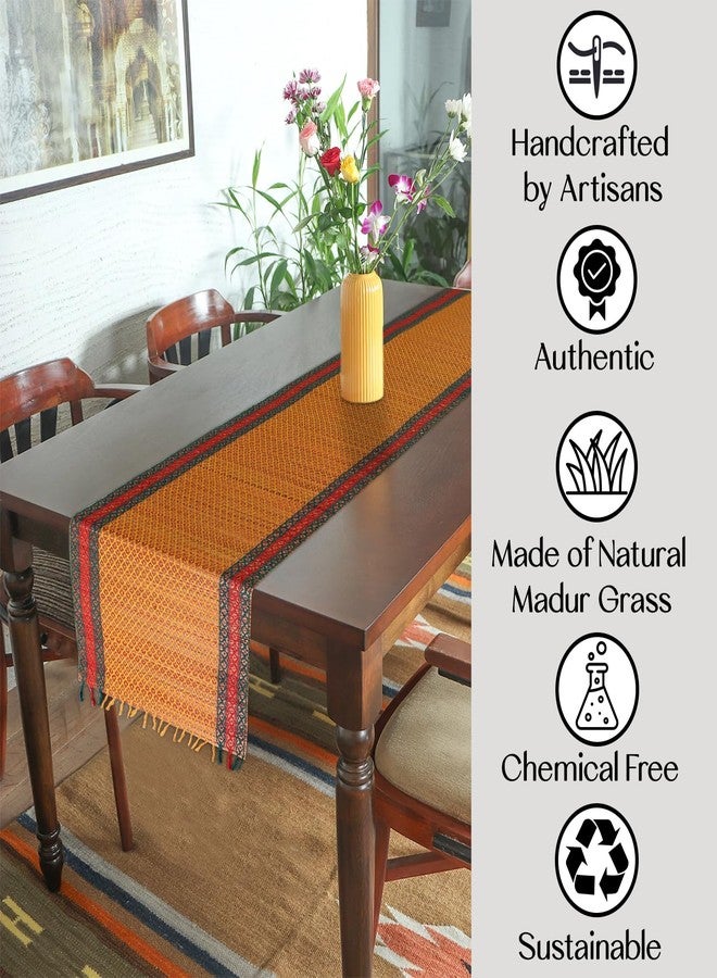 ORRIC Madurkathi Table Runner | Korai Pai Table mat for Dining Table | River Grass Table mat | Rivergrass Eco-Friendly Handmade Runner Size 12x60 Inch 1 Piece (Rust) - Image 3