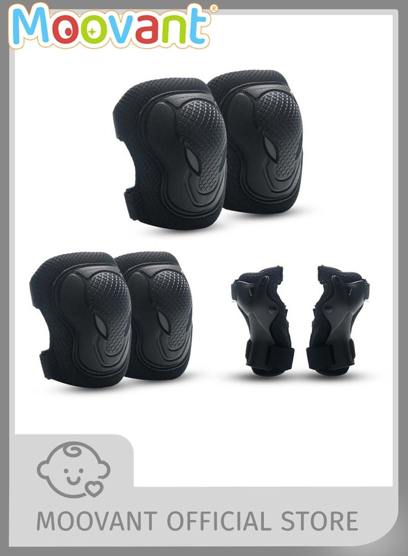 Moovant 6PCS Adjustable Multi-Sport Protective Gear Set for Kids Skate Pads Knee and Elbow Pads & Wrist Guards for Roller Skates, Cycling, BMX Bike, Skateboard, Inline Skating, Scooter Riding Sports - Image 1