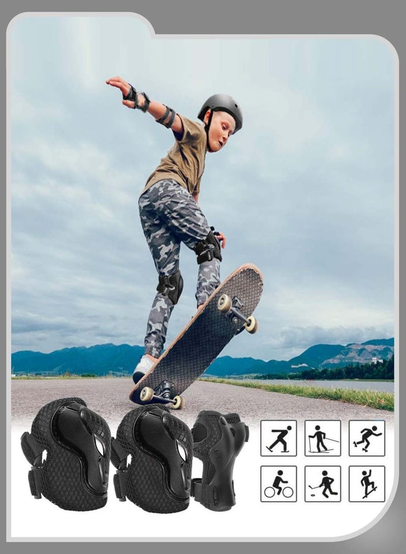Moovant 6PCS Adjustable Multi-Sport Protective Gear Set for Kids Skate Pads Knee and Elbow Pads & Wrist Guards for Roller Skates, Cycling, BMX Bike, Skateboard, Inline Skating, Scooter Riding Sports - Image 3