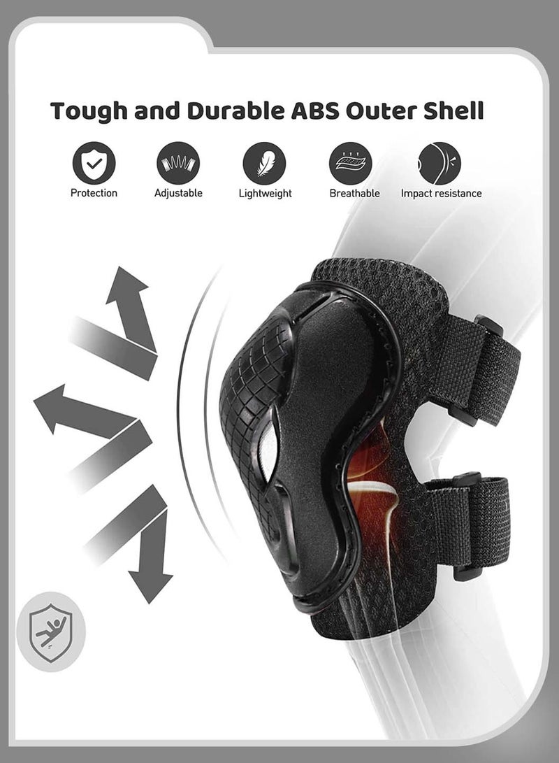 Moovant 6PCS Adjustable Multi-Sport Protective Gear Set for Kids Skate Pads Knee and Elbow Pads & Wrist Guards for Roller Skates, Cycling, BMX Bike, Skateboard, Inline Skating, Scooter Riding Sports - Image 4
