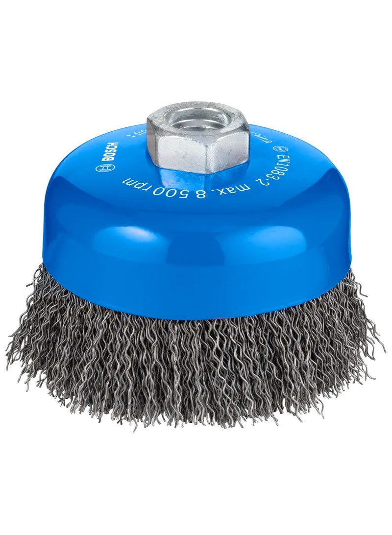 BOSCH Bosch 1608614011 100 mm Crimped Wire Cup Brush – M14 – Heavy-Duty Metal Cleaning & Surface Preparation  - Image 1
