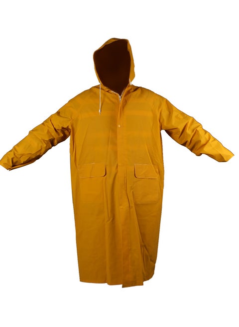 Heavy Duty Raincoat, Yellow, Constructed with PVC, with Head-Cover, for Outdoor Activities, Construction Workers, Farmers, Hooded Rain coat Rainwear for Waterproof Work, Breathable, Rain Jacket Poncho