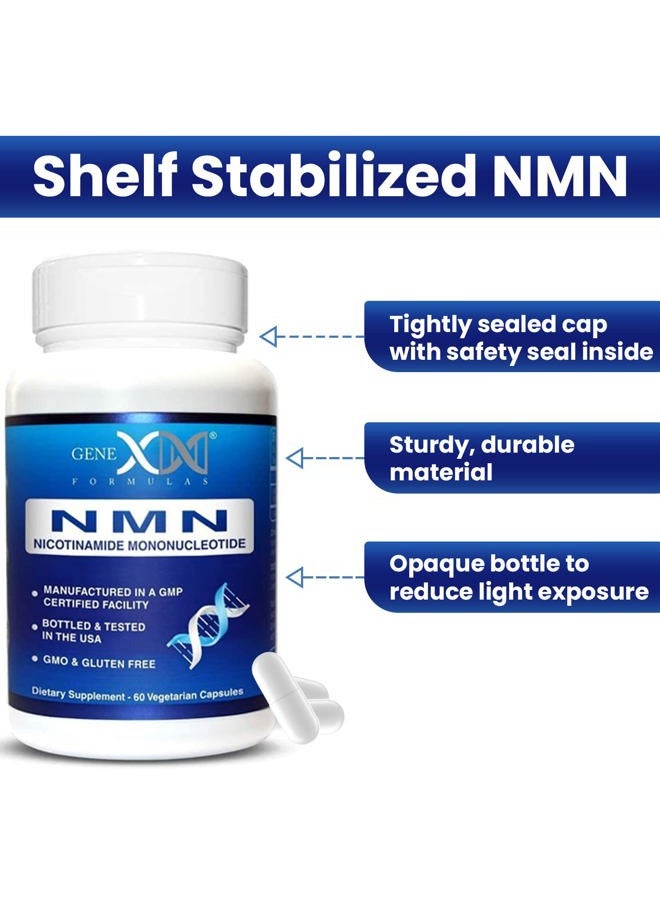 Genex Formulas NMN 250mg - Stabilized Form (60 Capsules), 99% Pure Supplement Capsules for Increased NAD Levels, DNA Repair, & Healthy Aging, GMP Certified - Image 5