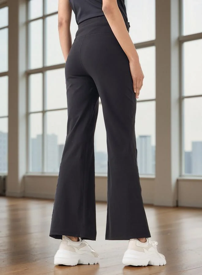 Wide Leg Pants with Elasticated Waistband and Pockets