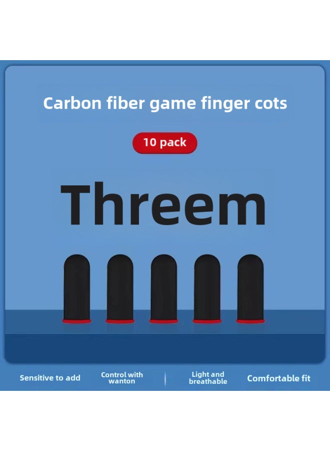 Ultra-thin Gaming Finger Sleeves Anti-slip Sweat-resistant E-sports King Glory Positioning Mobile Game Finger Covers-Product Color:Carbon Fiber 10 Pack (exquisite Packaging Color Random)  - Image 1