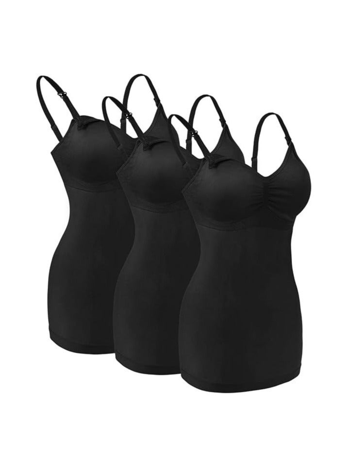 Maternity Nursing Tank Tops,Womens Nursing Maternity Cami Built in Bra Sleep Bra Pack of 3 - Image 1