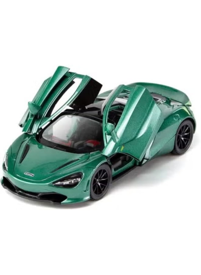 Model car 1 32 720s car model toy zinc alloy pull back toy car sound and light pull back model car alloy collectible toy green