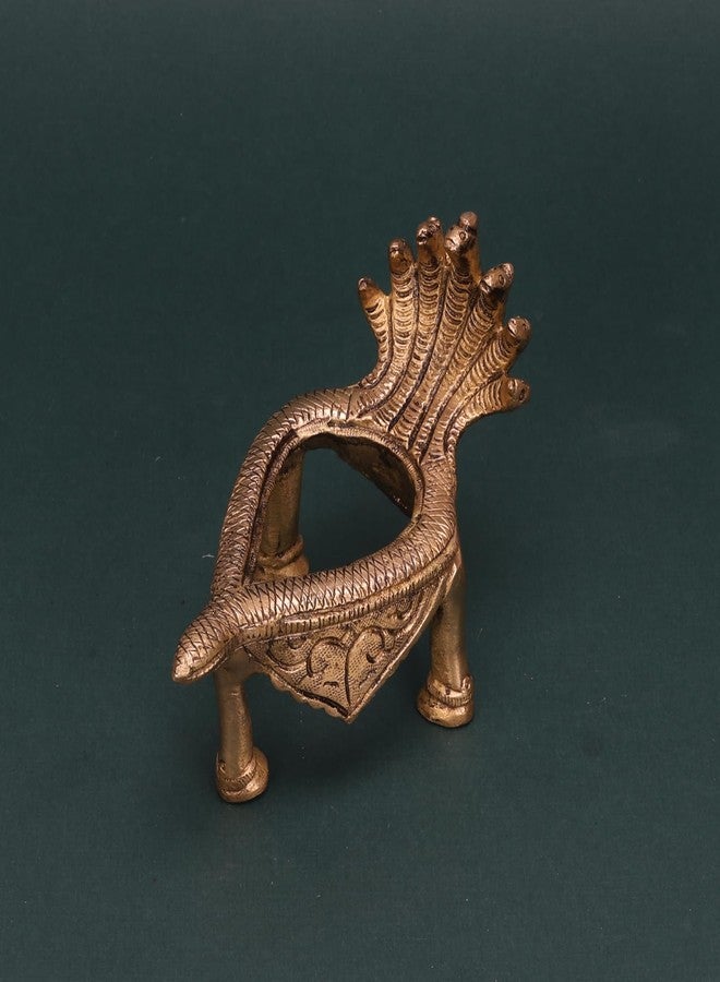 ARTVARKO Brass Shankh Stand Conch Sheshnaag Holder for Home Office Temple Prosperity (LxBxH-12.5x7x8.5 cm) - Image 3