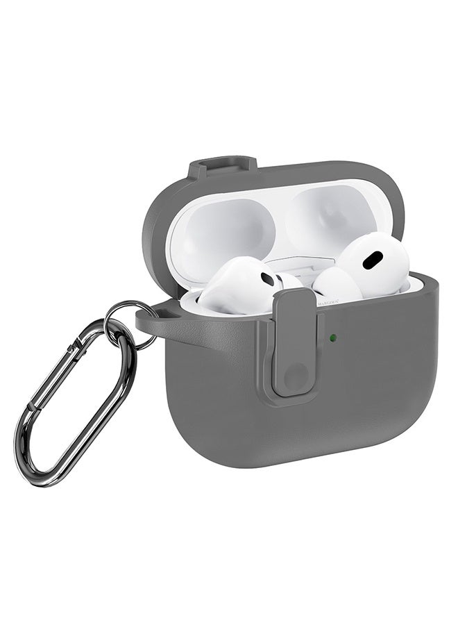 CATANES Leather Case for AirPods Pro 3 - with Secure Snap Lid and Keychain Loop - Grey - Image 1