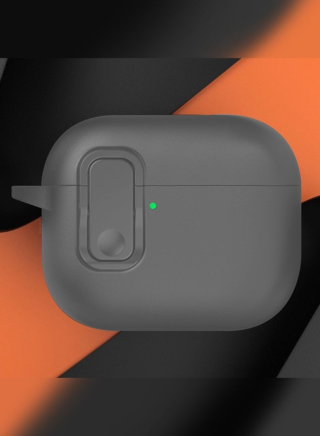 CATANES Leather Case for AirPods Pro 3 - with Secure Snap Lid and Keychain Loop - Grey - Image 2