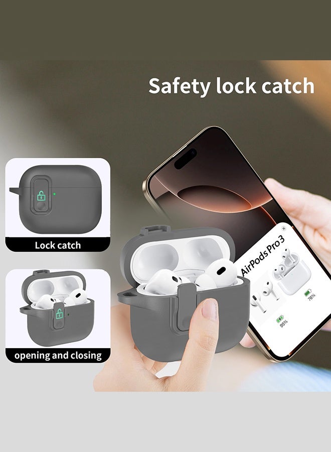 CATANES Leather Case for AirPods Pro 3 - with Secure Snap Lid and Keychain Loop - Grey - Image 4