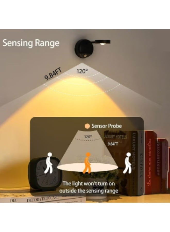 مصباح حائط لاسلكي بمستشعر حركة، مصباح LED قابل للتعتيم، 3 أوضاع إضاءة لغرفة النوم وعرض الأعمال الفنية - Image 4