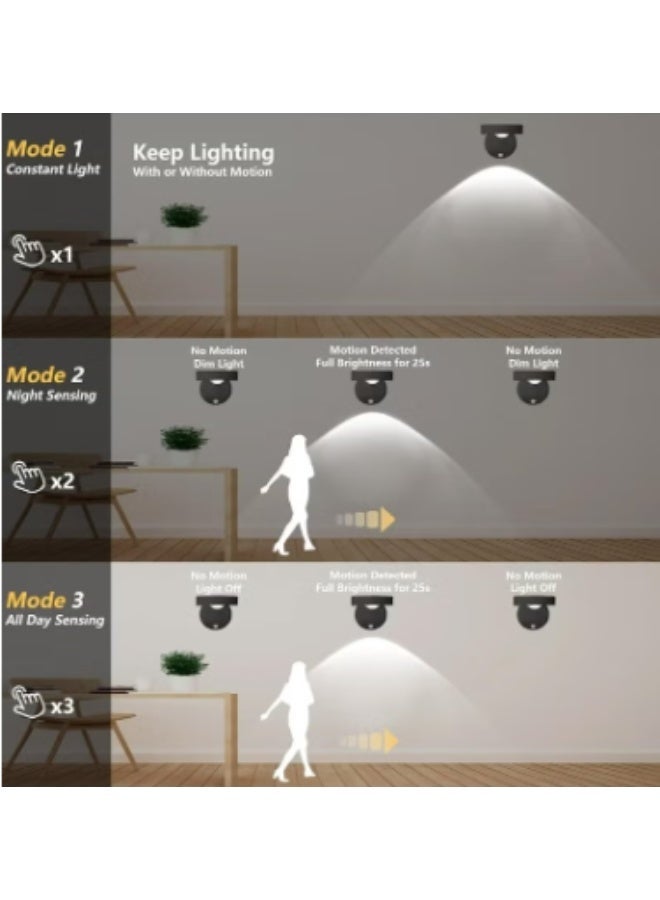 مصباح حائط لاسلكي بمستشعر حركة، مصباح LED قابل للتعتيم، 3 أوضاع إضاءة لغرفة النوم وعرض الأعمال الفنية - Image 5