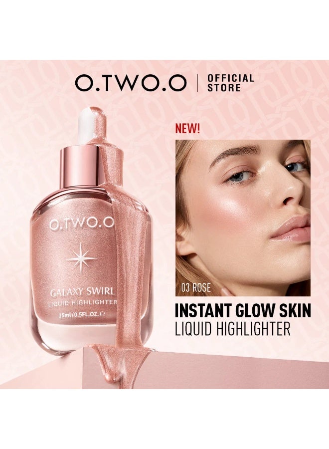 O.TWO.O O TWO O Liquid Highlighter Face Cheek Makeup Natural Radiant Glow Shimmer Illuminator Long Lasting Lightweight Blendable Golden Pink Bronze - Image 3