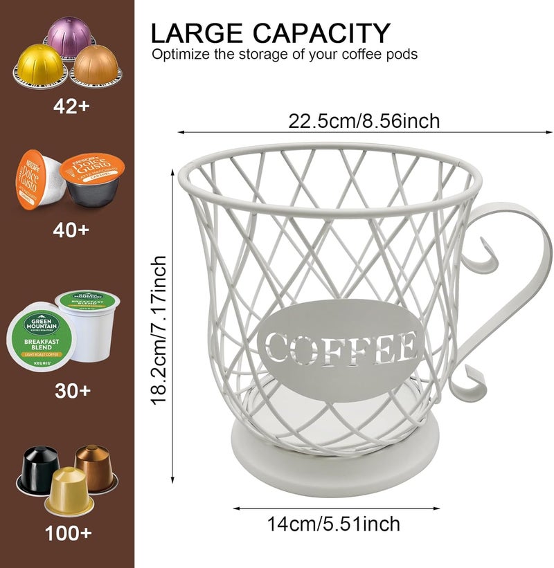 MFBJXC K Cup Organizer, Coffee Pod Storage Basket - Holder for 35 Pods, White - Image 4