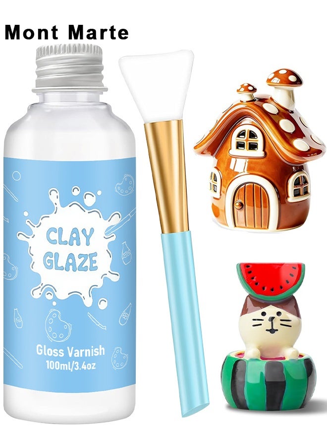 Mont Marte Air Dry Clay Glaze, High Gloss Varnish, Waterproof Gloss Finish, Protective Sealant to Prevent Cracking & Scratching While Providing a Gloss Glaze Effect, For Ceramics, Wood, Acrylic Painti