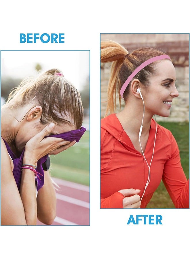 HY 4 Pieces Thin Non-Slip Elastic Sport Headbands, Hair Bands with Non Slip Silicone Grip Exercise Hair Sweatbands for Women Men Boy Girl Football Basketball Soccer Tennis Yoga - Image 3