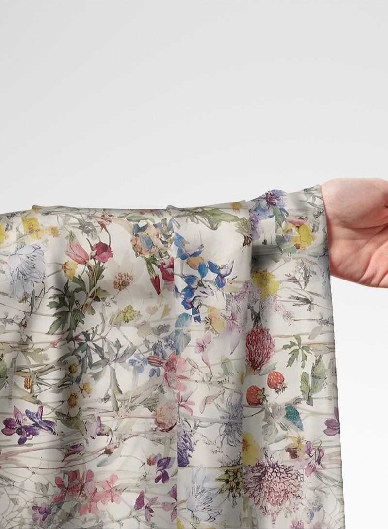 Vellato Al Lail Aramny Silk Fabric By The Yard Floral Design With Pink Purple And Yellow For Jalabiya Makhweer Dressmaking 58 Inches Width - Image 1