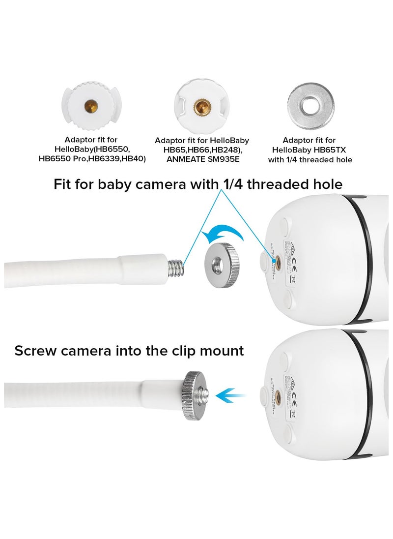 XiuWoo Flexible Baby Monitor Mount Compatible with Hello Baby HB65/HB40/HB6550/HB66/HB6339/HB6550 Pro, ANMEATE SM935E, Baby Camera Mount Without Tools or Wall Damage  - Image 4
