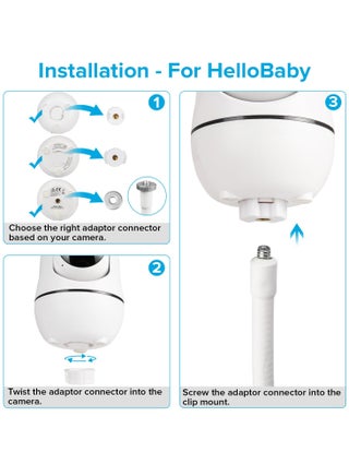حامل مراقبة الأطفال متوافق مع Hello Baby HB65/HB40/HB6550/HB66/HB6339/HB6550 Pro، ANMEATE SM935E، حامل كاميرا الأطفال بدون أدوات أو تلف في الحائط - view 5