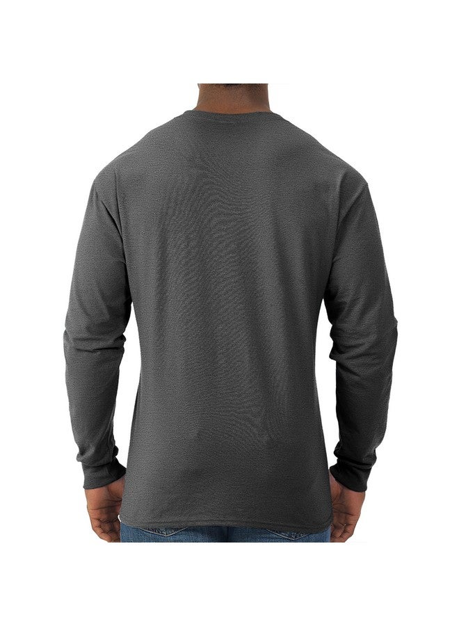 Jerzees Men's Dri-Power Cotton Blend Long Sleeve Tees, Moisture Wicking, Odor Protection, UPF 30+, Sizes S-3X, Black Heather, Large - Image 2