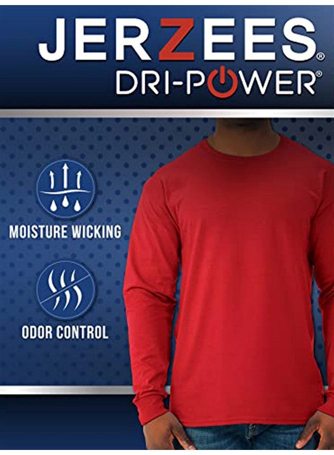 Jerzees Men's Dri-Power Cotton Blend Long Sleeve Tees, Moisture Wicking, Odor Protection, UPF 30+, Sizes S-3X, Black Heather, Large - Image 3