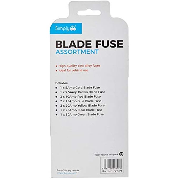SIMPLY Bf819 Alloy Blade Fuse Assortment Ideal For Vehicle Use 10 Pieces And 7 Types 5A 75A 10A 15A 20A 25A 30A MultiFunction Car Fuse Set Of 10 - Image 2