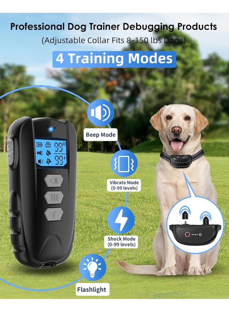 general Dog Training Collar with Remote - Waterproof Shock Collar for Dogs Adjustable Levels (1-99) Beep Vibration Shock Flashlight Rechargeable Dog E Collar for Training Small Medium and Large Dogs - Image 2