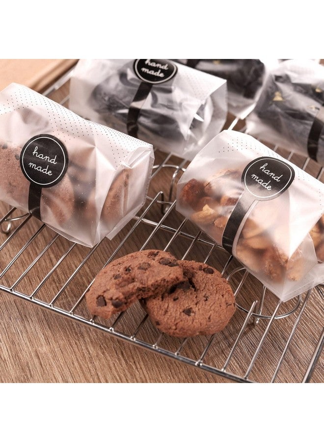 YunKo أكياس يونوكو للبسكويت للهدايا أكياس سيلوفان شفافة للمكافآت كعكة صغيرة، كعكة بوندت، تغليف قنابل الكاكاو الساخن مع ملصقات (100 عبوة، نقط سوداء) - Image 2