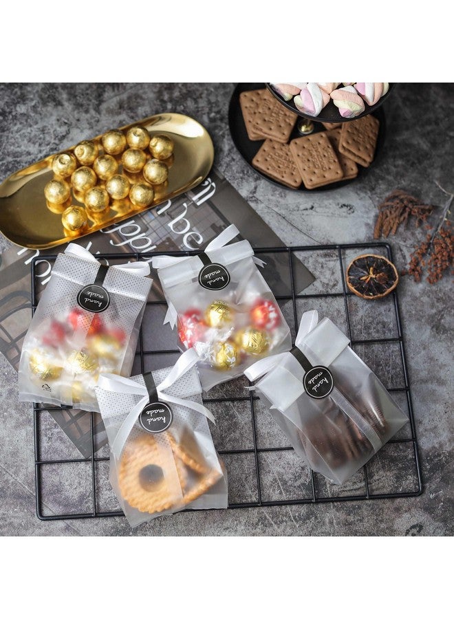 YunKo أكياس يونوكو للبسكويت للهدايا أكياس سيلوفان شفافة للمكافآت كعكة صغيرة، كعكة بوندت، تغليف قنابل الكاكاو الساخن مع ملصقات (100 عبوة، نقط سوداء) - Image 5