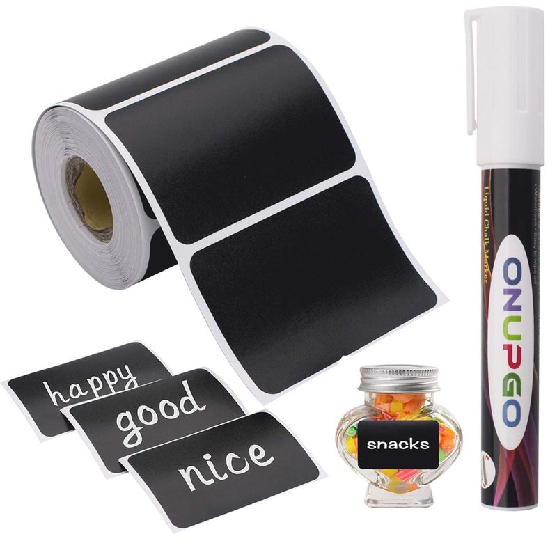 ONUPGO Chalkboard Labels-180pcs Waterproof Reusable Blackboard Stickers with 1 Liquid Chalk Marker for Mason Jars, Parties Decoration, Craft Rooms, Weddings, Storage, Organize Your Home & Kitchen - Image 1