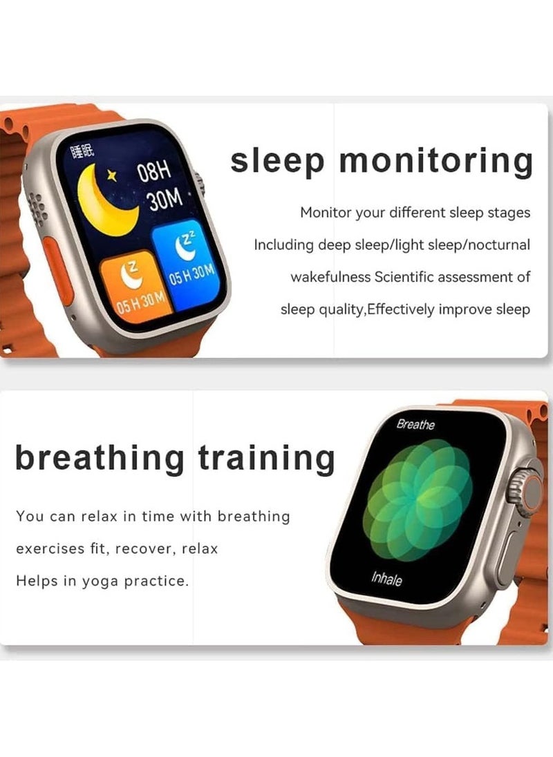 BICCHOO - Ultra 3 Smart Watch 49mm 7 in 1 Strap Wireless Charger Fitness Tracker Heart Rate Gold Case - Image 1