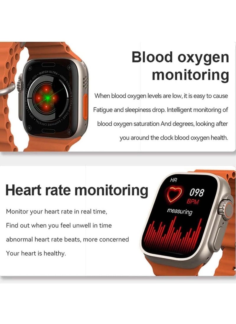 BICCHOO - Ultra 3 Smart Watch 49mm 7 in 1 Strap Wireless Charger Fitness Tracker Heart Rate Gold Case - Image 1