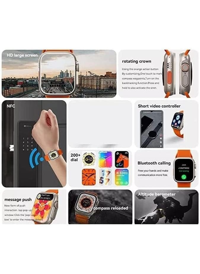BICCHOO - Ultra 3 Smart Watch 49mm 7 in 1 Strap Wireless Charger Fitness Tracker Heart Rate Gold Case - Image 1