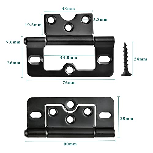 Worldity 10Pcs Non Mortise Cabinet Door Hinges, 3"x1.4" Rustproof Mobile Home Door Hinges, Heavy Duty Bifold Doors Hinge with Mounting Screws for Furniture Window Wardrobe - Image 2