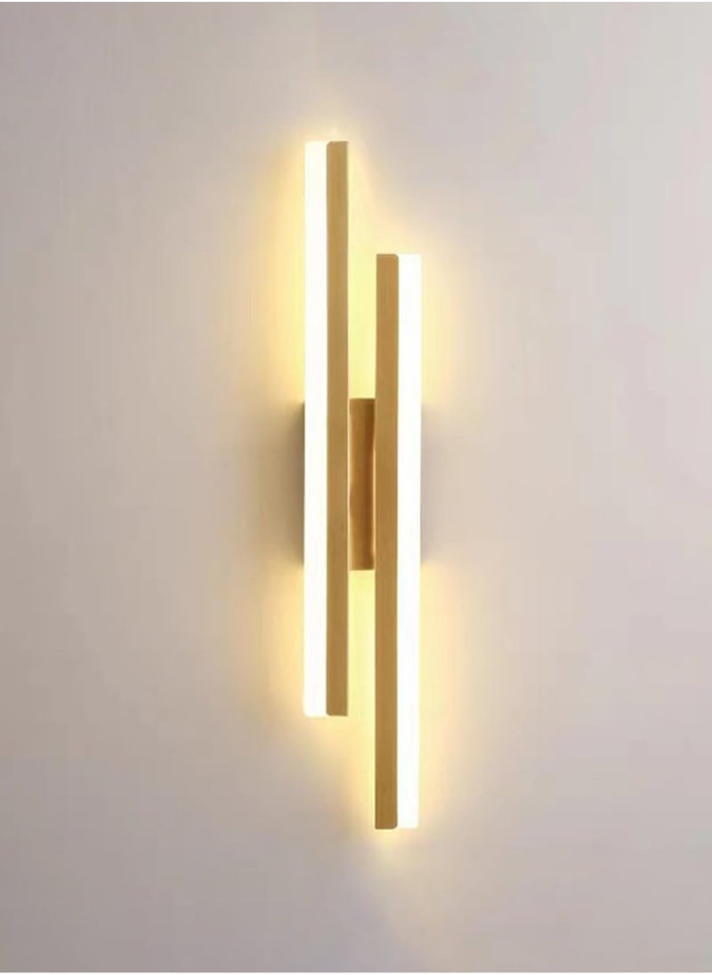 LOOPITYS Wall lamp, acrylic lampshade linear metal wall lamp, modern LED wall lamp, bedside wall lamp, gold strip wall lamp (3000K warm light)  - Image 1
