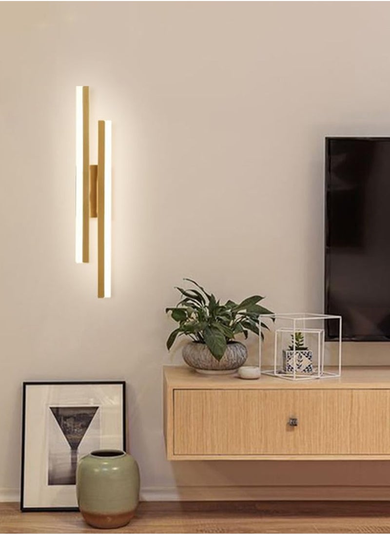 LOOPITYS Wall lamp, acrylic lampshade linear metal wall lamp, modern LED wall lamp, bedside wall lamp, gold strip wall lamp (3000K warm light)  - Image 2