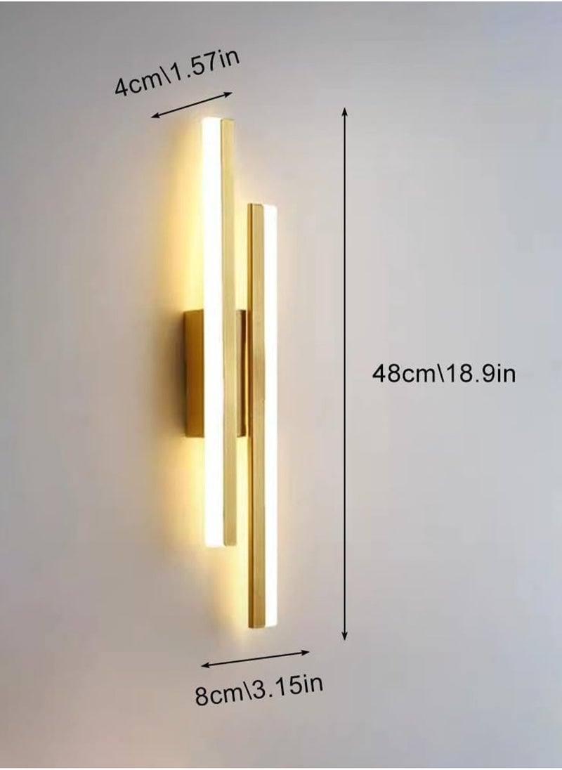LOOPITYS Wall lamp, acrylic lampshade linear metal wall lamp, modern LED wall lamp, bedside wall lamp, gold strip wall lamp (3000K warm light)  - Image 3