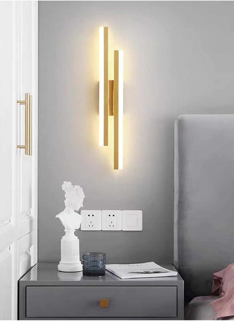 LOOPITYS Wall lamp, acrylic lampshade linear metal wall lamp, modern LED wall lamp, bedside wall lamp, gold strip wall lamp (3000K warm light)  - Image 4