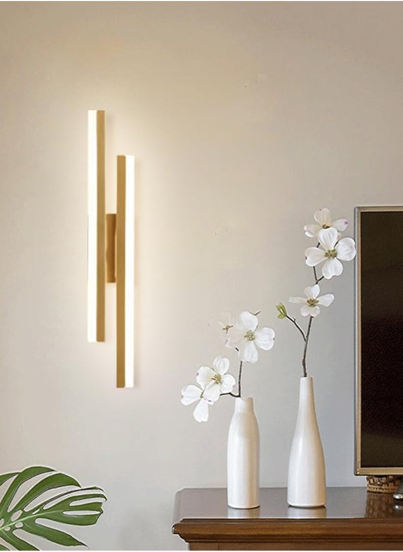 LOOPITYS Wall lamp, acrylic lampshade linear metal wall lamp, modern LED wall lamp, bedside wall lamp, gold strip wall lamp (3000K warm light)  - Image 5
