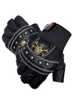 Generic Gym Sports Professional Gloves Outdoor Riding Tactical Exercise Fingerless leather Gloves Touchscreen Glove for Sport activities, black color  - Image 1