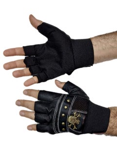 Generic Gym Sports Professional Gloves Outdoor Riding Tactical Exercise Fingerless leather Gloves Touchscreen Glove for Sport activities, black color  - Image 3