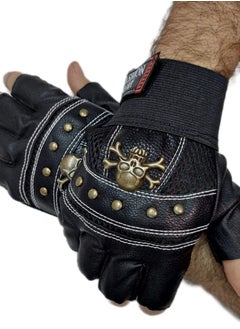 Generic Gym Sports Professional Gloves Outdoor Riding Tactical Exercise Fingerless leather Gloves Touchscreen Glove for Sport activities, black color  - Image 2