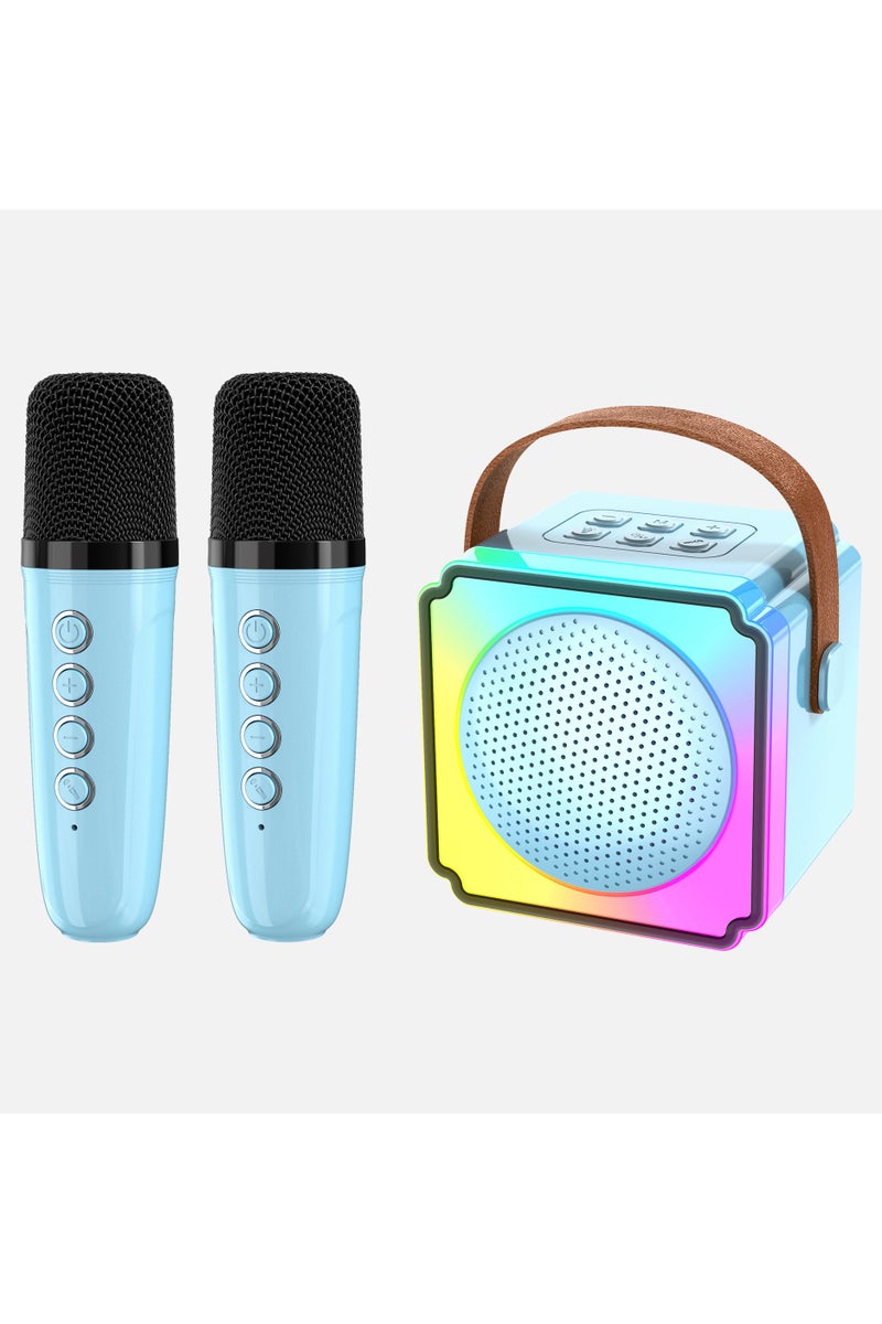 Portable Bluetooth speaker, mini karaoke machine, LED light, Bluetooth 5.3 high-fidelity audio system, with dual wireless microphones, microphone and microphone split colorful karaoke speakers, birthday family party gifts, children's gifts, home KTV speakers - Image 1