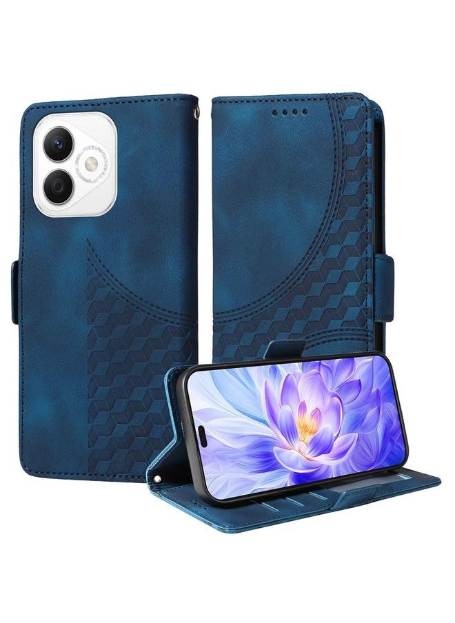 erorex - For Honor X60i Embossed Rhombus Starry Leather Phone Case(Blue) - Image 1