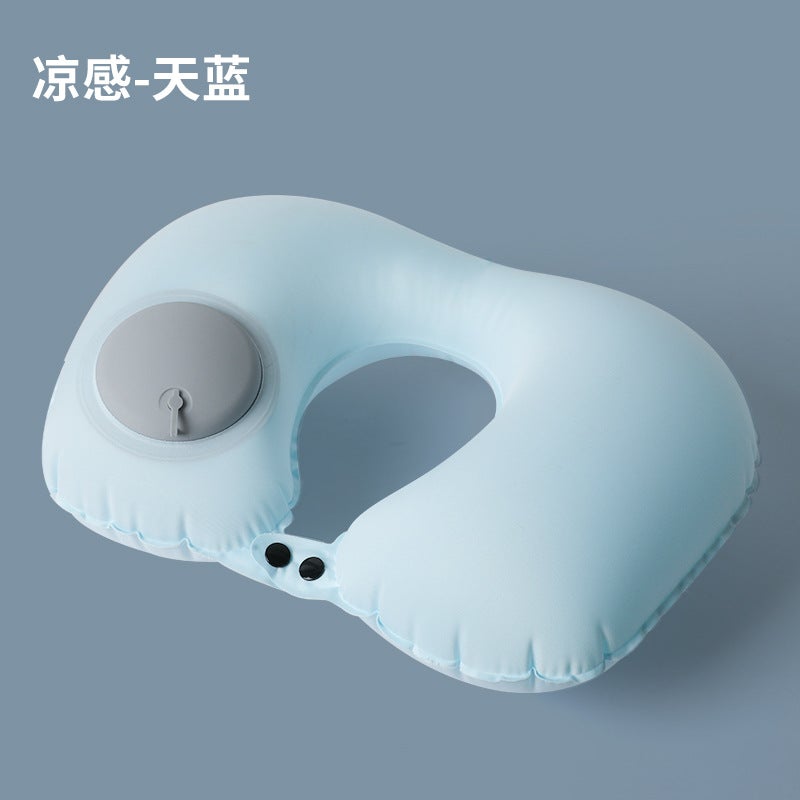 Inflatable U-Shaped Pillow Press Inflatable Neck Pillow Travel Essential Portable Neck Pillow Tpu Set Inflatable U-Shaped Pillow Travel Three Treasures - Image 1
