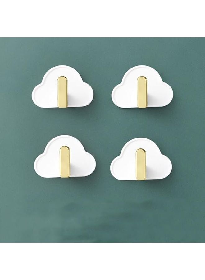 الخطافات الجدارية البيضاء اللاصقة على شكل حرف L، 4 قطع، بدون حفر للمطبخ والحمام والمفاتيح - Image 1