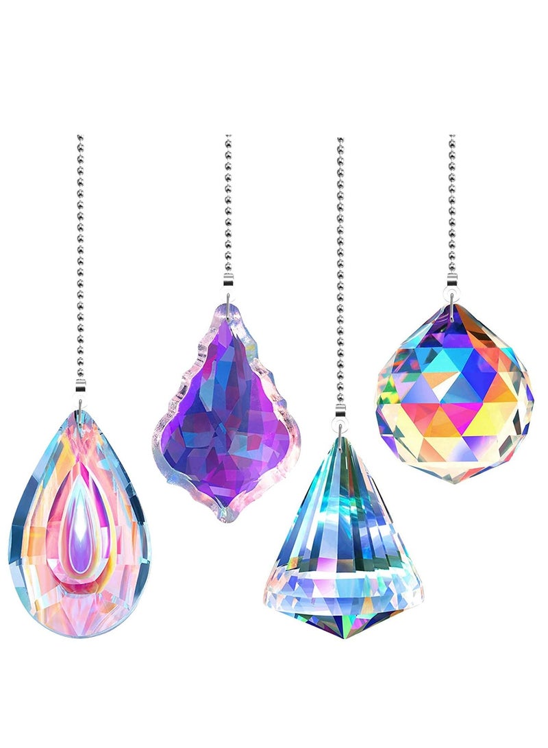Excefore Ceiling Fan Pull Chain Decorative 4PC Crystal Extension Ornaments with 20in Connector for Pendant Suncatcher, Table Lamp, Home Decoration DIY  - Image 1
